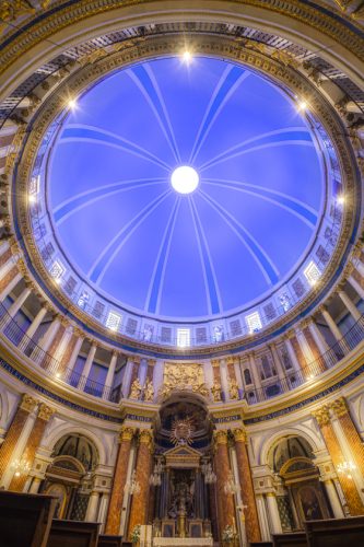 A general view of the dome of the Piarist Schools Church, winner of the Europa Nostra Awards, after a complex restoration involving more than 35,000 roof tiles, scaffolding designed to avoid disturbing the original structure, and work carried out at a height of over 40 meters to restore one of the largest domes in Spain. EFE/Biel AliƱo