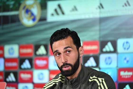 Real Madrid head coach Alvaro Arbeloa attends a press conference ahead of the teams training session at the Valdebebas sports complex in Madrid, Spain, 09 May 2026. EFE-EPA/Fernando Villar