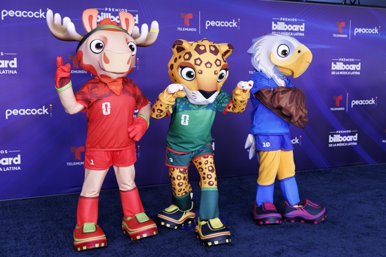 (FILE). From left, FIFA World Cup 2026 Official Mascots Maple the Moose (Canada), Zayu the Jaguar (Mexico) and Clutch the Bald Eagle (United States) arrive on the red carpet for the 2025 Billboard Latin Music awards at the James L. Knight Center in Miami, Florida, US. Oct. 23, 2025. EFE/EPA/CRISTOBAL HERRERA-ULASHKEVICH