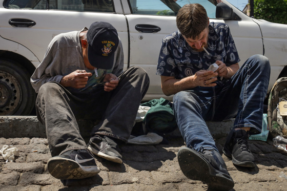 People using drugs on a street in Tijuana, Mexico May 16, 2026. The trafficking and consumption of fentanyl on Mexico's northern border has led to a binational crisis, highlighting not only the flow of drugs into the United States, but also the displacement of American drug users to cities like Tijuana due to lower costs and greater accessibility. May 16, 2026. EFE/Joebeth Terriquez