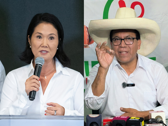 (FILE). A collection of stock photos showing Keiko Fujimori (left) and Roberto Sánchez, the candidates for the Peruvian presidency. May 13, 2026. EFE/ Renato Pajuelo/ Fernando Gimeno.