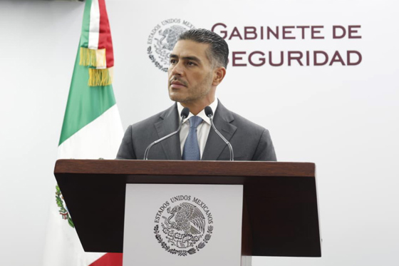 (FILE). A photo, courtesy of the Secretariat of Security and Citizen Protection, shows Mexican Secretary Omar García Harfuch speaking at a press conference on Wednesday in Mexico City. May 20, 2026. EFE/ Secretariat of Security and Citizen Protection