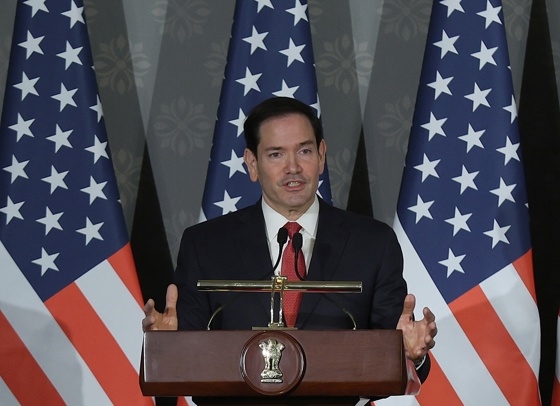 US Secretary of State Marco Rubio addresses a press conference with Indian External Affairs Minister Subrahmanyam Jaishankar (not pictured) at Hyderabad House in New Delhi, India, 24 May 2026. EFE/EPA/RAJAT GUPTA