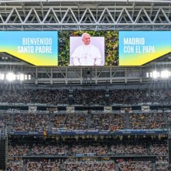 Pope Leo XIV at the Santiago Bernabeu Stadium!