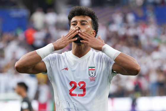 Ramin Rezaeian of Iran celebrates a goal during a Group G match of the 2026 FIFA World Cup between Iran and New Zealand at SoFi Stadium in Los Angeles, USA, 15 June 2026. EFE/ Omar Alonso