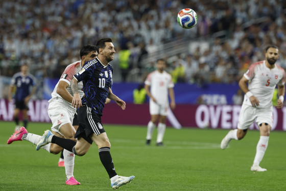 Lionel Messi of Argentina in action during the FIFA World Cup 2026 Group J match between Jordan and Argentina at AT&T Stadium in Dallas, USA, 27 June 2026. EFE/ Mariscal