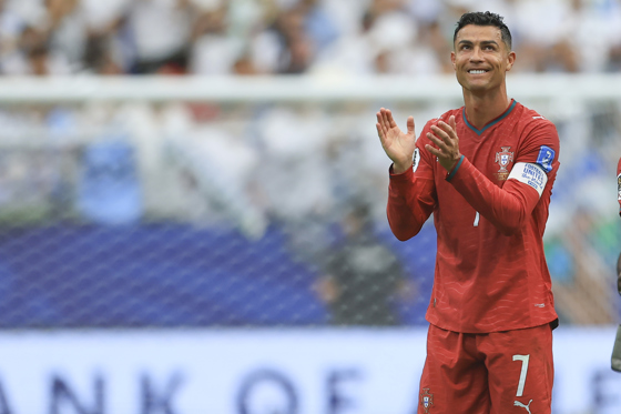 Portuguese forward Cristiano Ronaldo applauds at the end of the 2026 World Cup Group K match between the national teams of Portugal and Uzbekistan at the stadium in Houston Jun 23, 2026. EFE/Carlos Ramirez