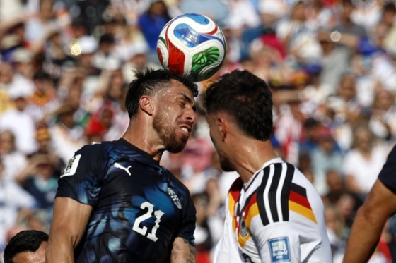 Gabriel Avalos of Paraguay (L) in action against Kai Havertz of Germany (R) during the FIFA World Cup 2026 Round of 32 match Germany against Paraguay, in Boston, Massachusetts, US, 29 June 2026. EFE/EPA/GREG COOPER