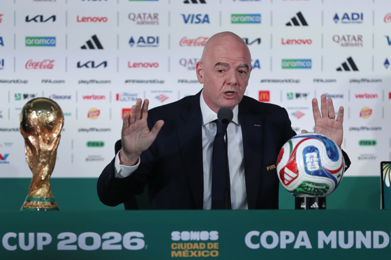FIFA President Gianni Infantino during a press conference in Mexico City, Mexico, on the occasion of the 2026 World Cup. EFE/Isaac Esquivel