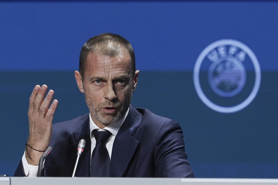 (FILE).- UEFA President Aleksander Ceferin speaks during the press conference after the 47th Ordinary UEFA Congress in Lisbon, Portugal, 05 April 2023. EFE/EPA/MIGUEL A. LOPES