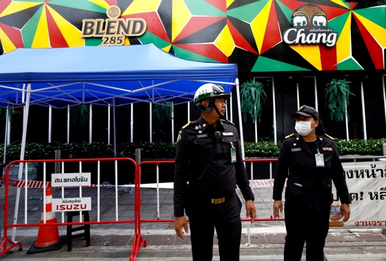 Thai district officials secure the area near a pub that was the scene of a fatal fire, in Bangkok, Thailand, 13 July 2026. EFE-EPA/RUNGROJ YONGRIT