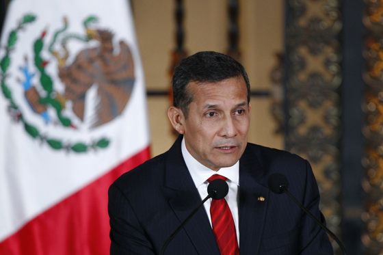 Peruvian President, Ollanta Humala, speaks at the National Palace during his official visit in Mexico City, 17 July 2014. Humala will sign several cooperation agreements. EFE/José Méndez/FILE
