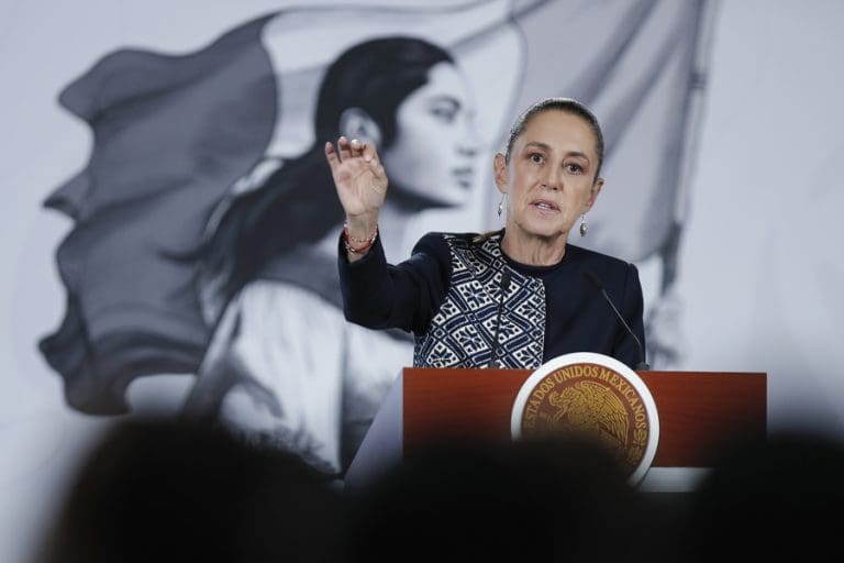 Mexican President Claudia Sheinbaum speaks at a press conference Tuesday at the National Palace in Mexico City. EFE/Isaac Esquivel