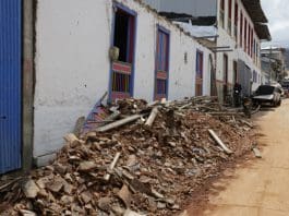 A photograph taken on Saturday in El Cairo, Colombia, showing an area affected by Monday's 7.4-magnitude earthquake. Aug. 15, 2026.-EFE/ Carlos Ortega