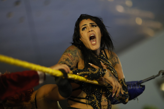 Transgender professional wrestler Estrella Fox participates in a 'Lucha Libre Trans' wrestling event at the Cineteca Nacional in Mexico City on Aug. 22, 2026. EFE/Sáshenka Gutiérrez